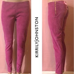 KIRRILY JOHNSTON Pink Lambskin Suede Leggings Pant